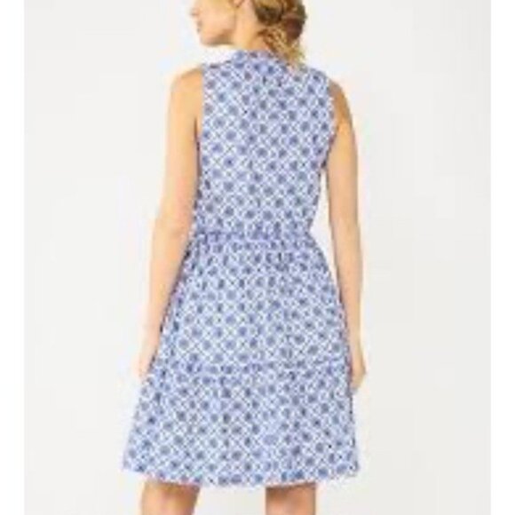 Draper James Dress 3X Blue White Cotton Summer Sleeveless Embroidered NEW - Picture 4 of 12